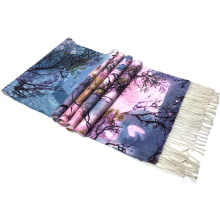 2017 best selling wholeslae trendy my own digital tree printed wing scarf